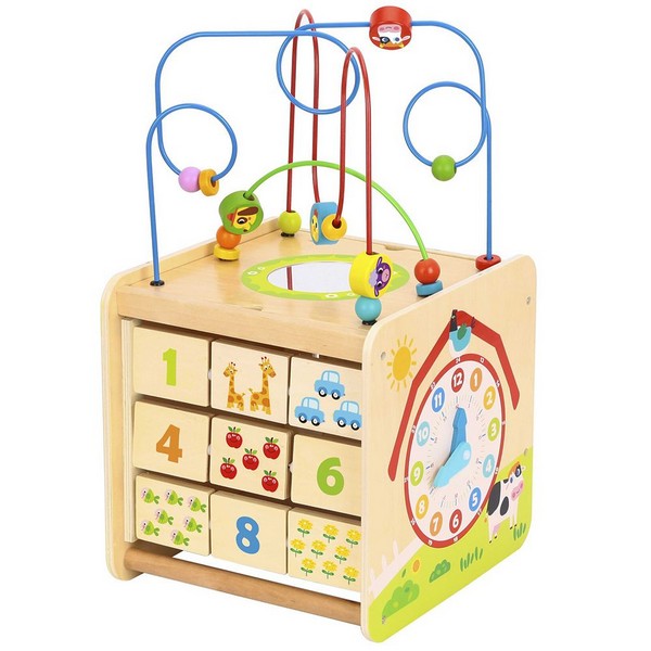 Продукт Tooky Toy - Голям дървен дидактически куб с активности, Ферма - 0 - BG Hlapeta